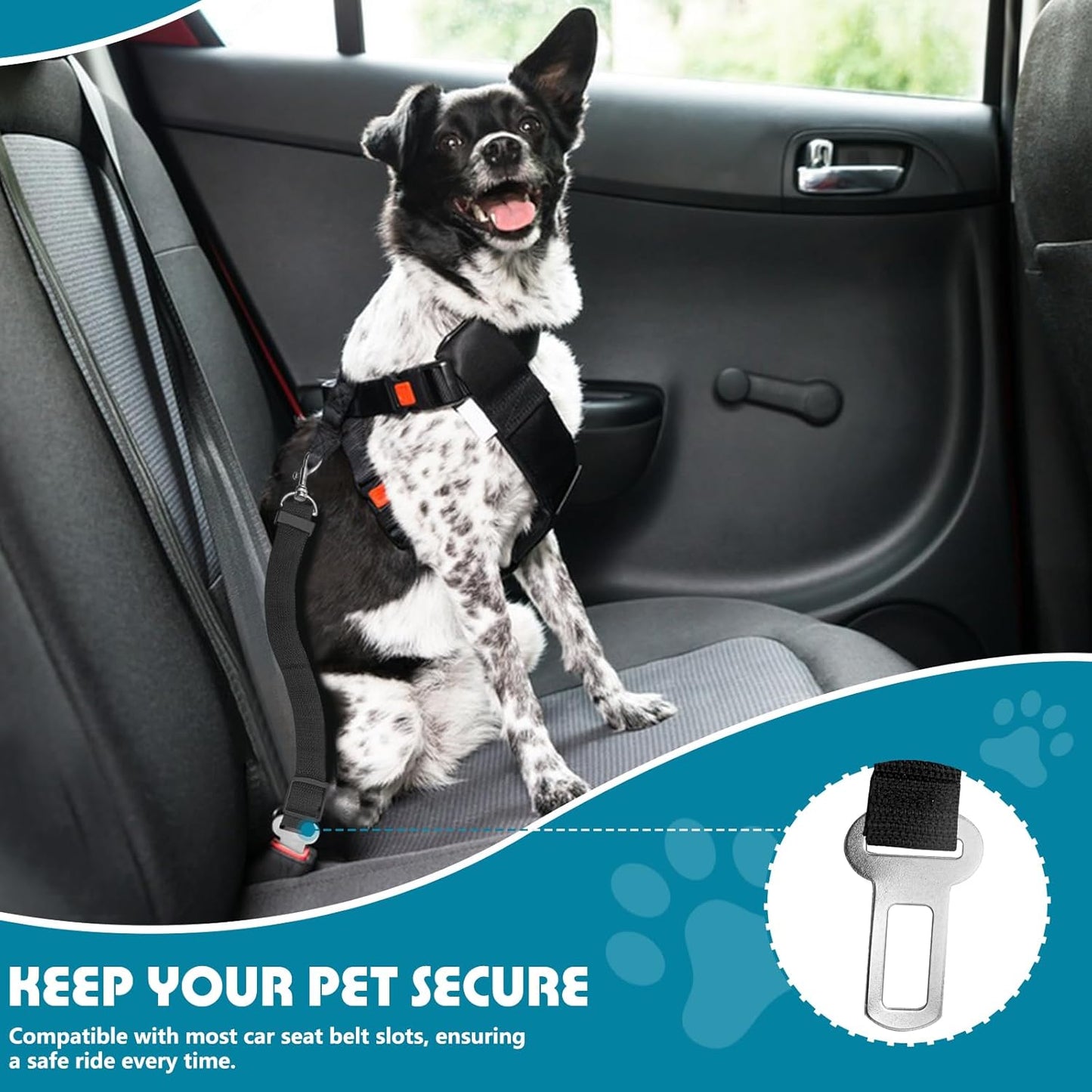 2 Pack Adjustable Dog Car Seat Belt, Heavy Duty Nylon Pet Safety Leash