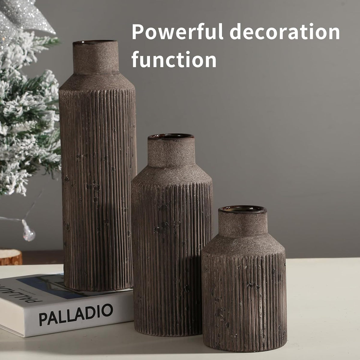 Farmhouse Ceramic Vase Set of 3