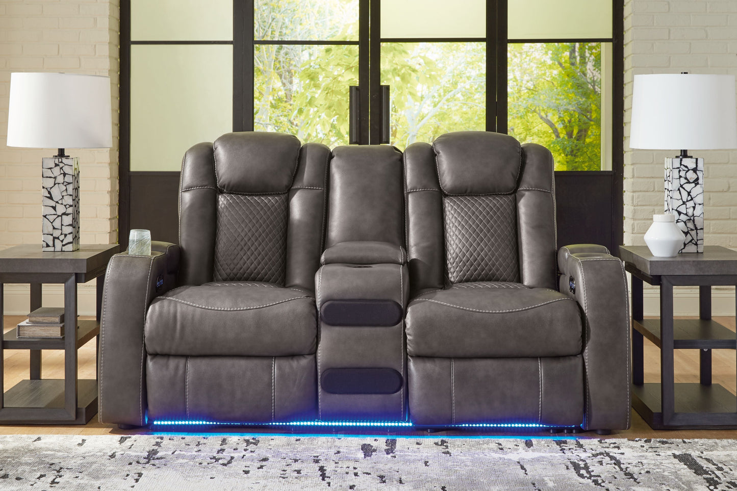 Fyne-Dyme Power Recliner Loveseat with LED Audio