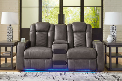 Fyne-Dyme Power Recliner Loveseat with LED Audio