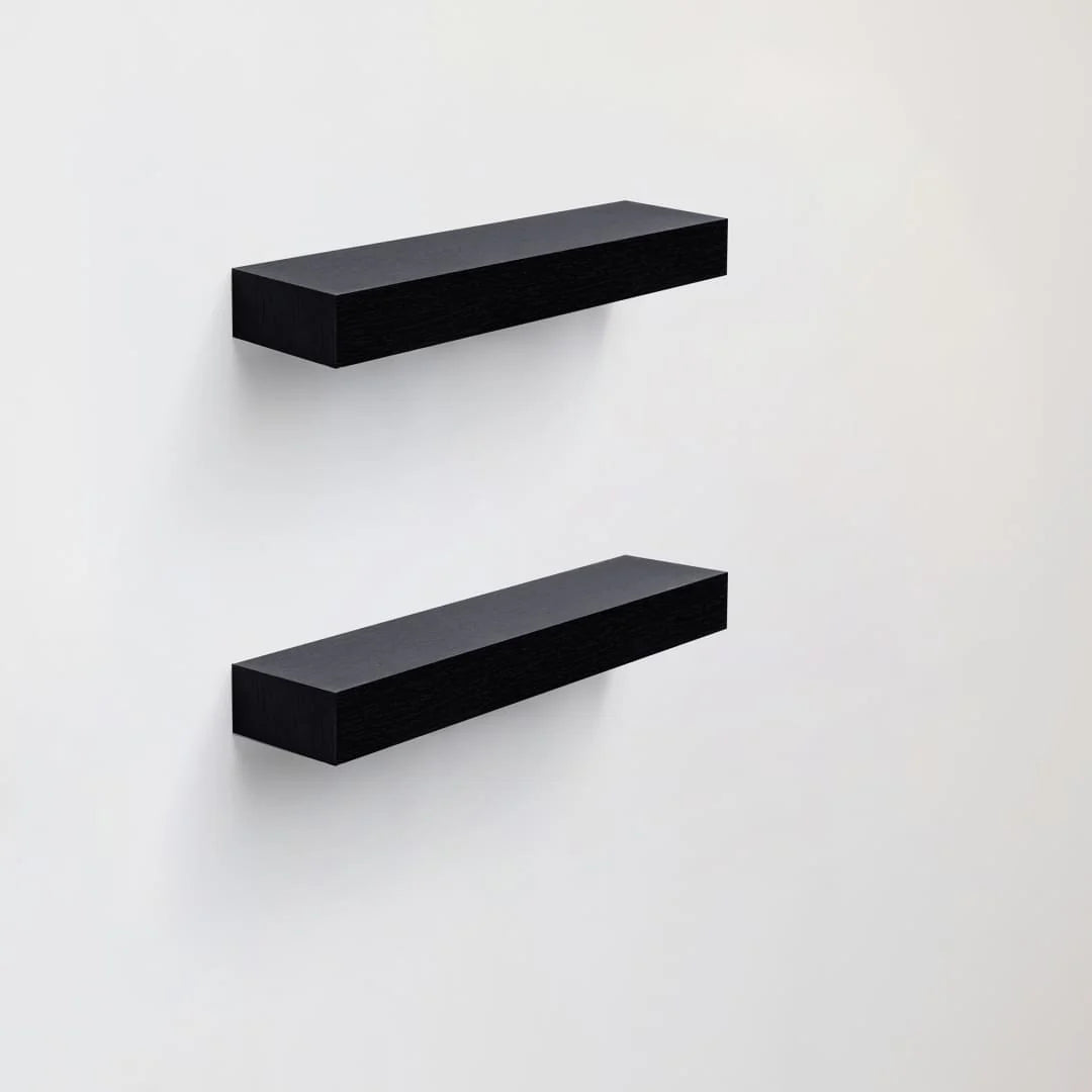 Floating Shelves 15.75 Wall Mounted Wood Shelves for Bathroom, Bedroom, Living Room, Kitchen, Hanging Shelf for Books Storage Decor with Invisible Brackets, Built-In LED Lighting, Black