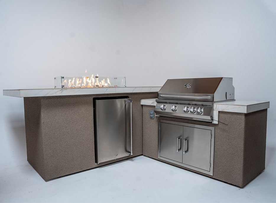 KoKoMo Outdoor Kitchen Island with Fire