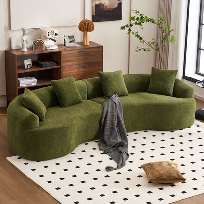 Curved Chenille Sectional Sofa — 4 Seater