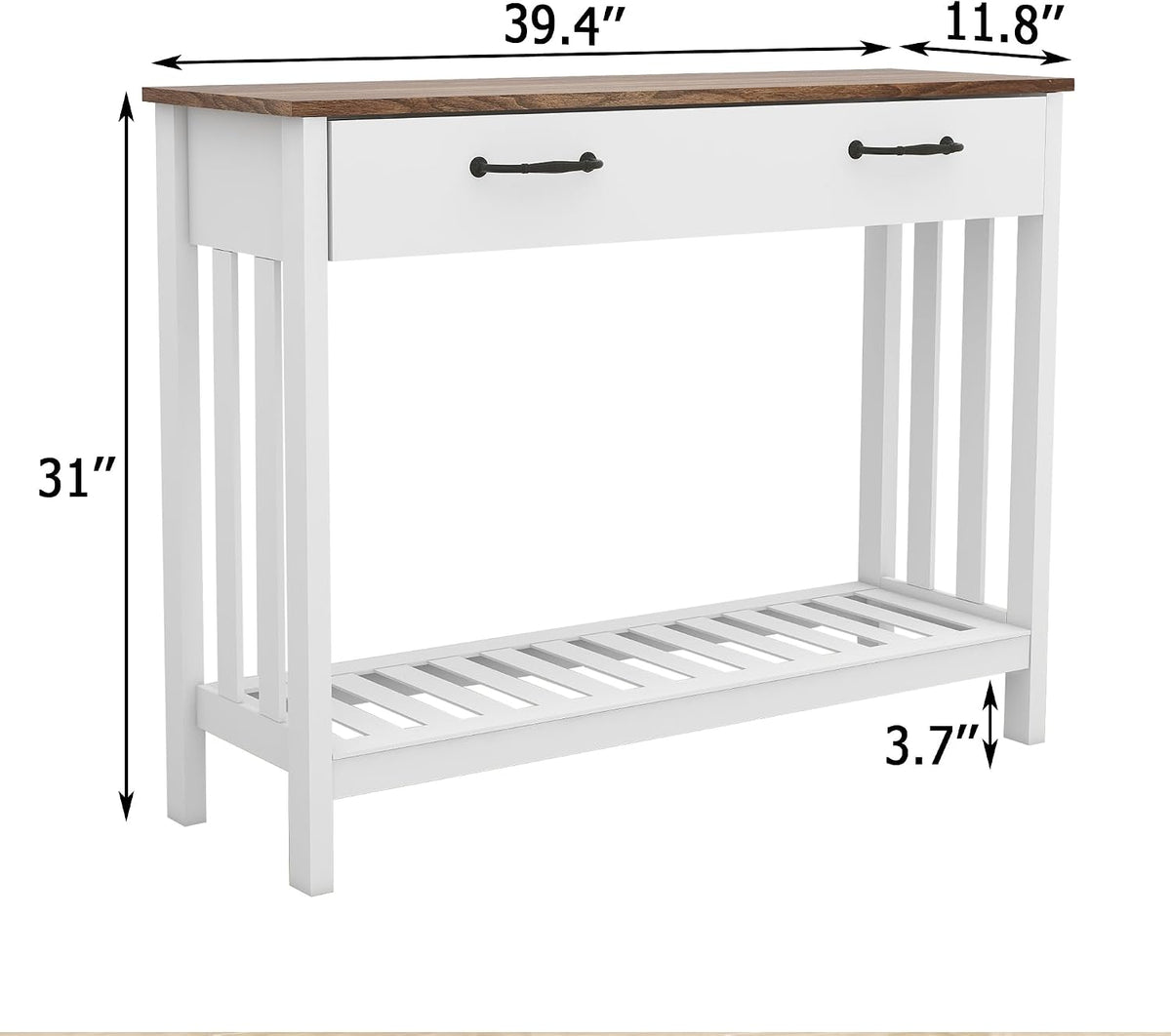 Farmhouse Entryway Console Table with Storage
