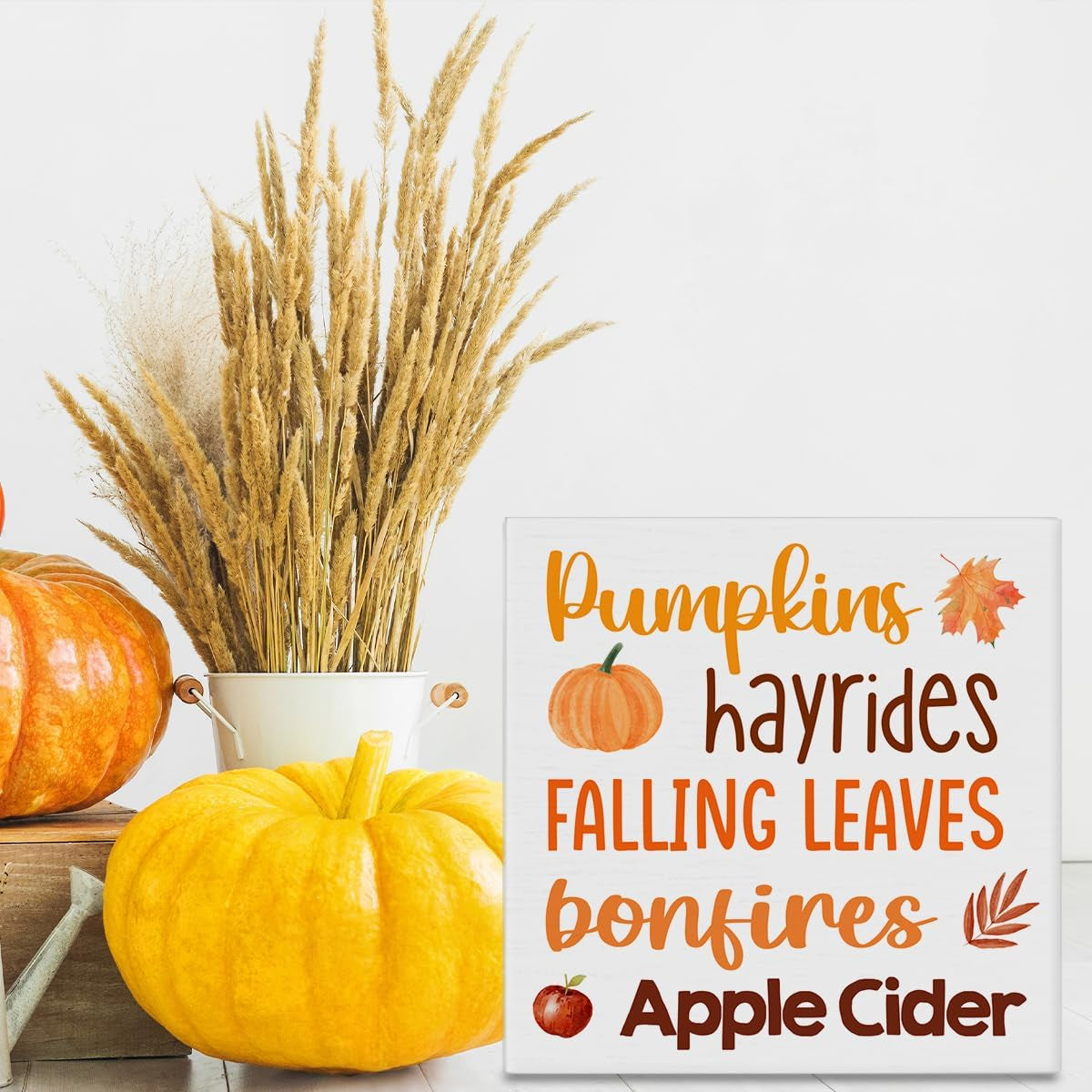 Farmhouse Pumpkin Wood Sign, 5x5