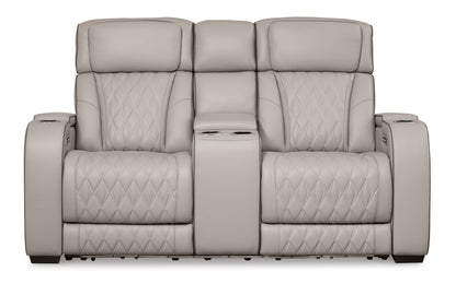 Power Reclining Loveseat with Diamond-Stitch Console