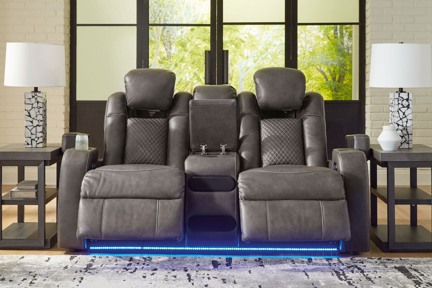 Fyne-Dyme Power Recliner Loveseat with LED Audio