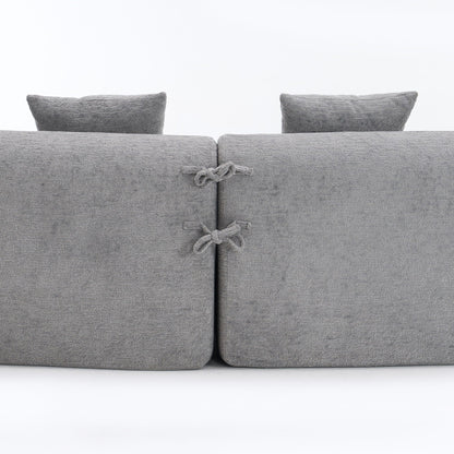 Curved Chenille Sectional Sofa — 4 Seater