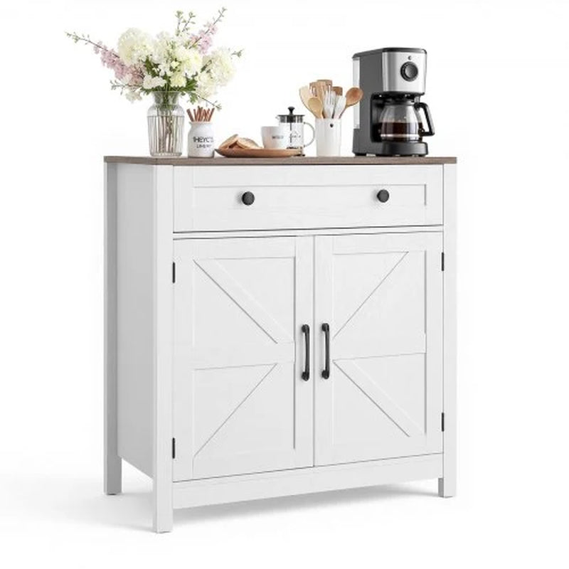 White Farmhouse Coffee Bar Cabinet