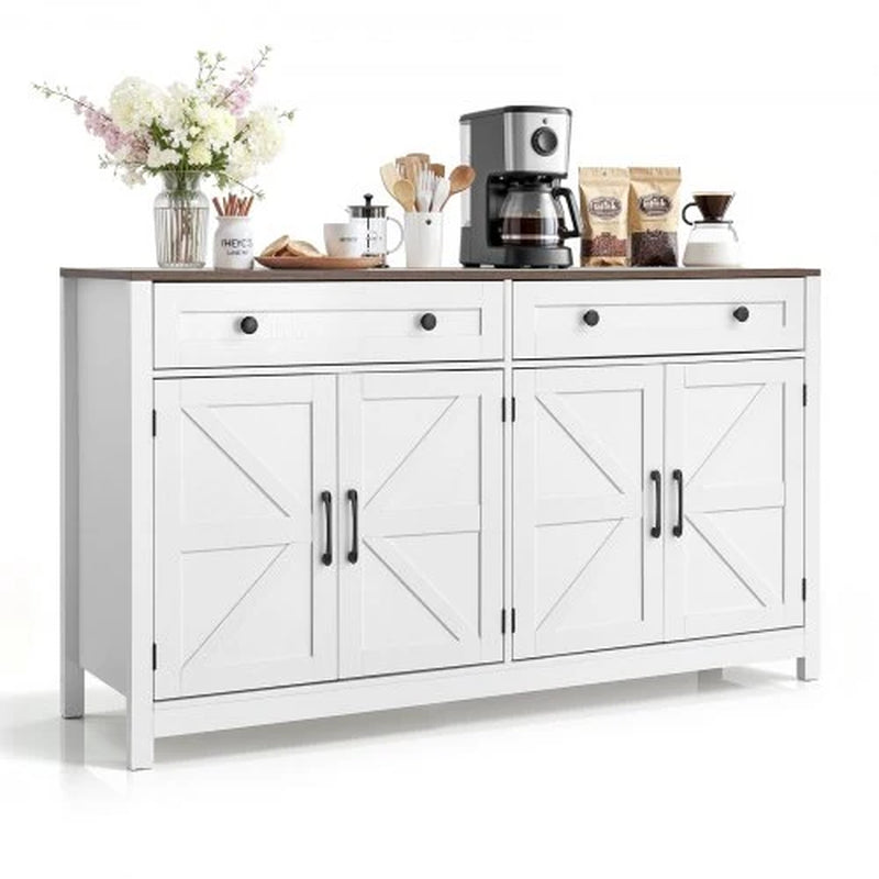Large White Farmhouse Buffet Cabinet