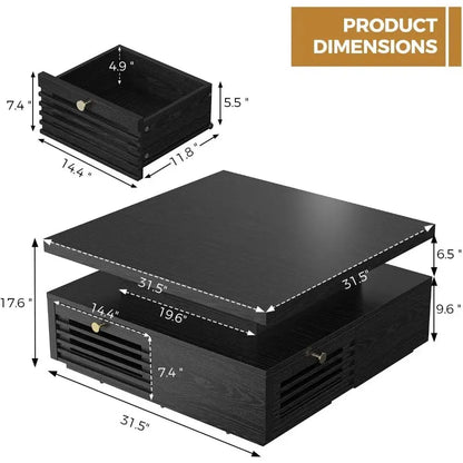 Coffee Table with LED Light and Charging Station comfydesigners