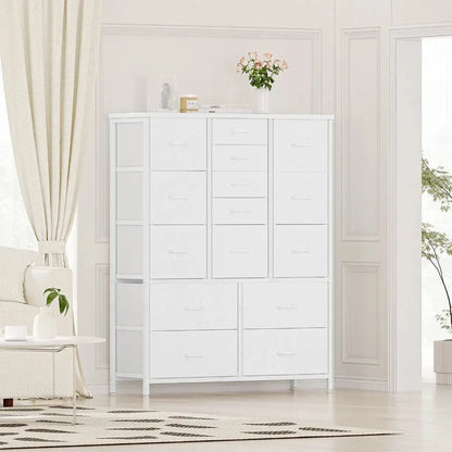 15 Drawers. Zero Clutter. All Yours. — Tall Fabric Dresser with Sturdy Metal Frame comfydesigners