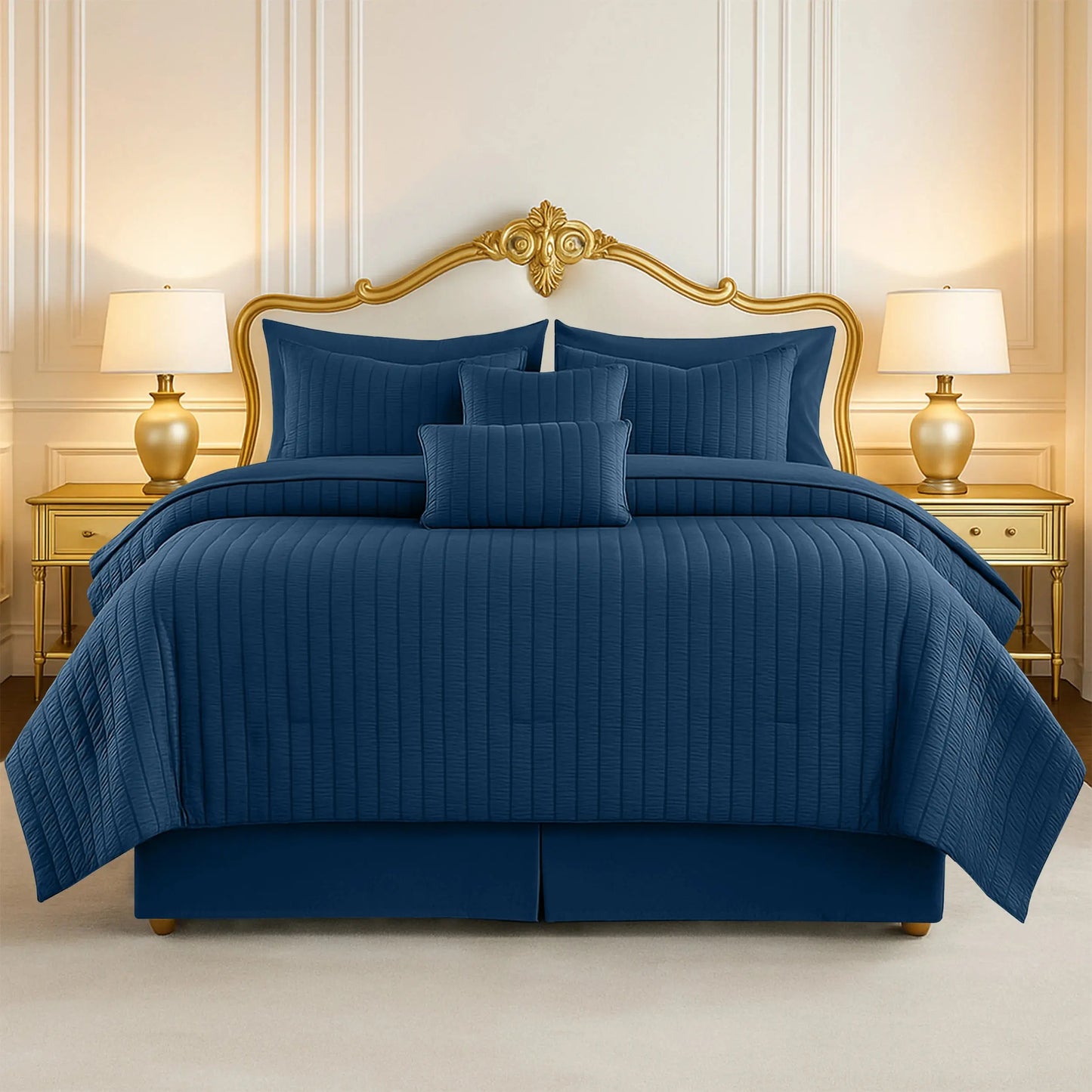 10-Piece Seersucker Comforter Set — All-Season Microfiber Bedding comfydesigners