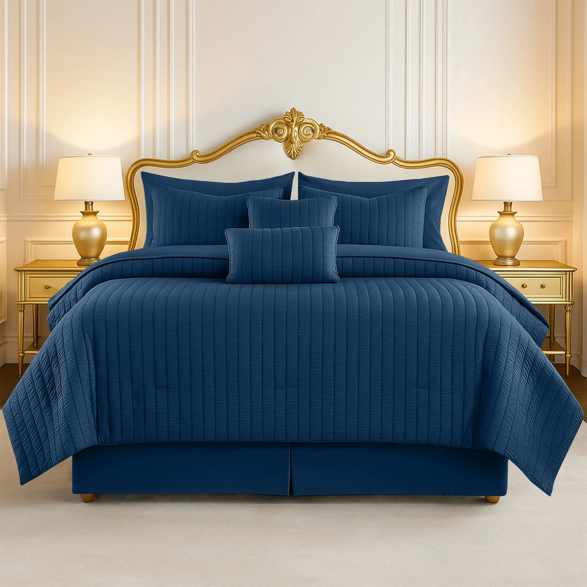 10-Piece Seersucker Comforter Set — All-Season Microfiber Bedding comfydesigners