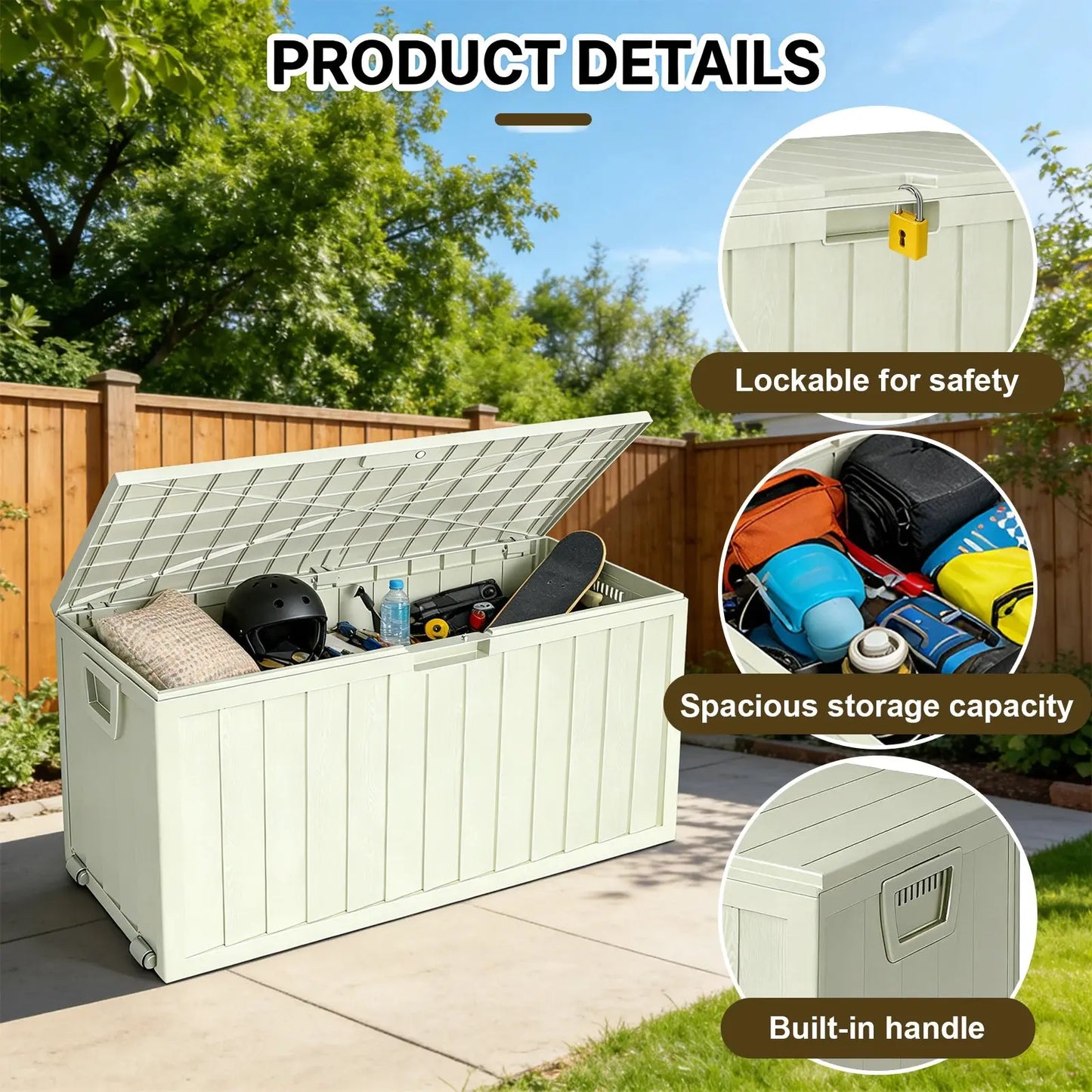 Store More. Worry Less. — 75-Gallon Waterproof Resin Outdoor Storage Box with Wheels comfydesigners