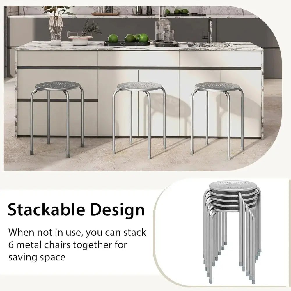Metal Frame Stackable Stools, 6 Pack comfydesigners