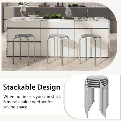 Metal Frame Stackable Stools, 6 Pack comfydesigners