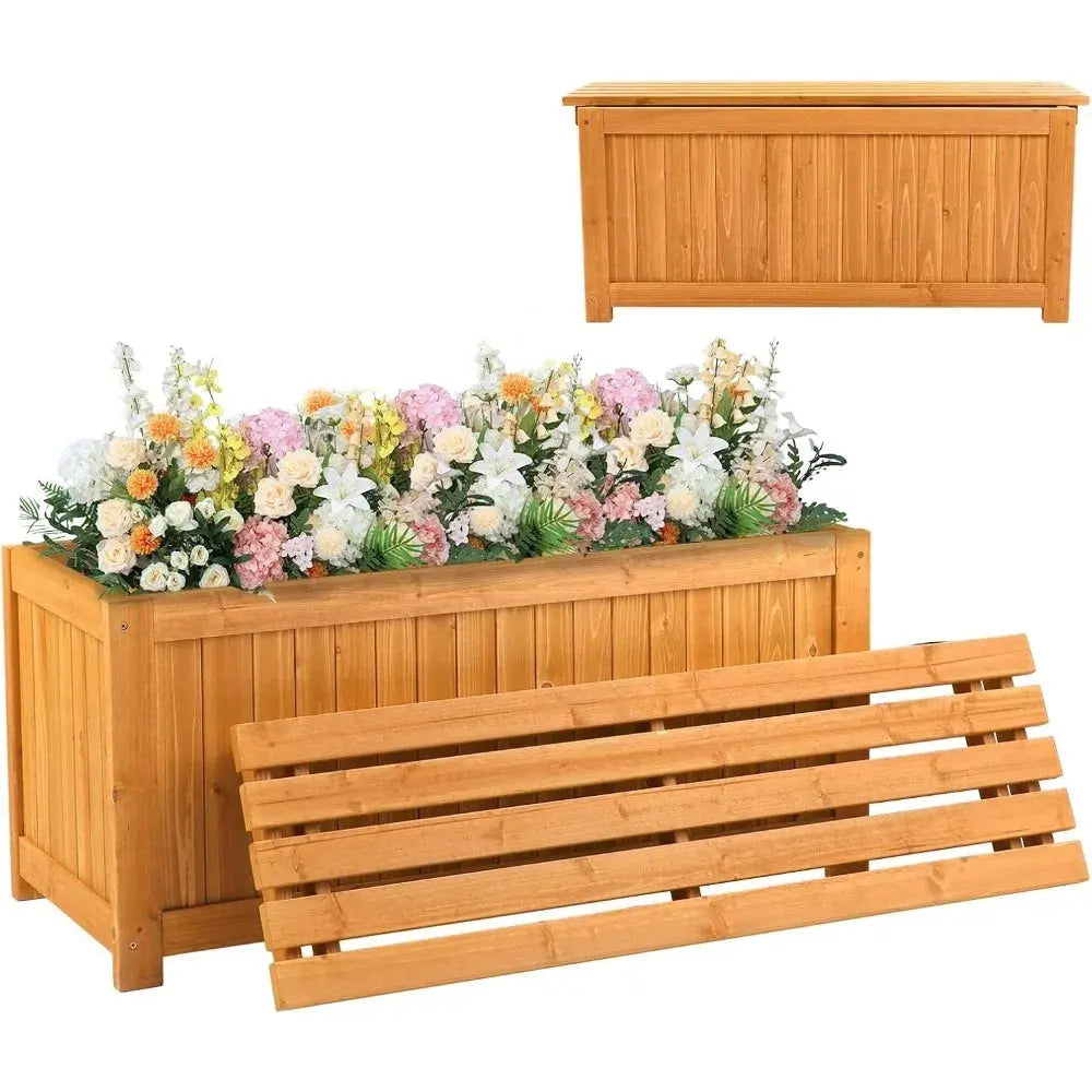 Sit Down. Grow Something. — 2-in-1 All-Weather Fir Wood Bench & Raised Garden Planter comfydesigners