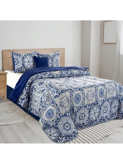 Boho Patterned 5-Piece Comforter Set — Reversible All-Season Microfiber comfydesigners