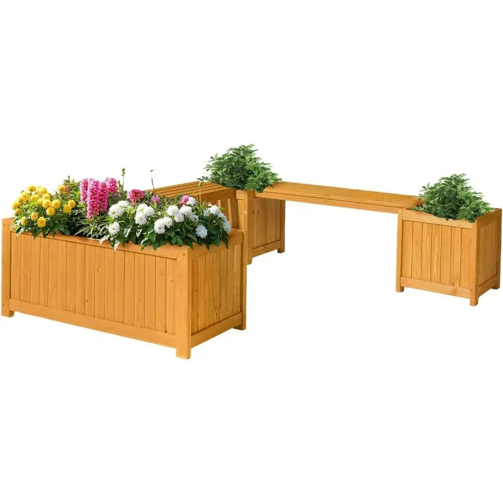 Sit Down. Grow Something. — 2-in-1 All-Weather Fir Wood Bench & Raised Garden Planter comfydesigners