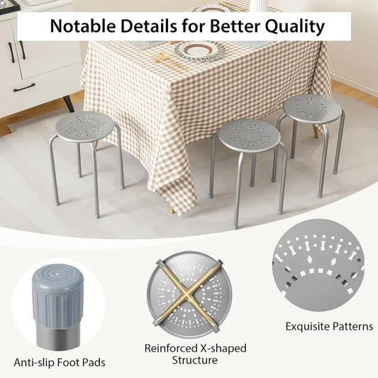 Metal Frame Stackable Stools, 6 Pack comfydesigners
