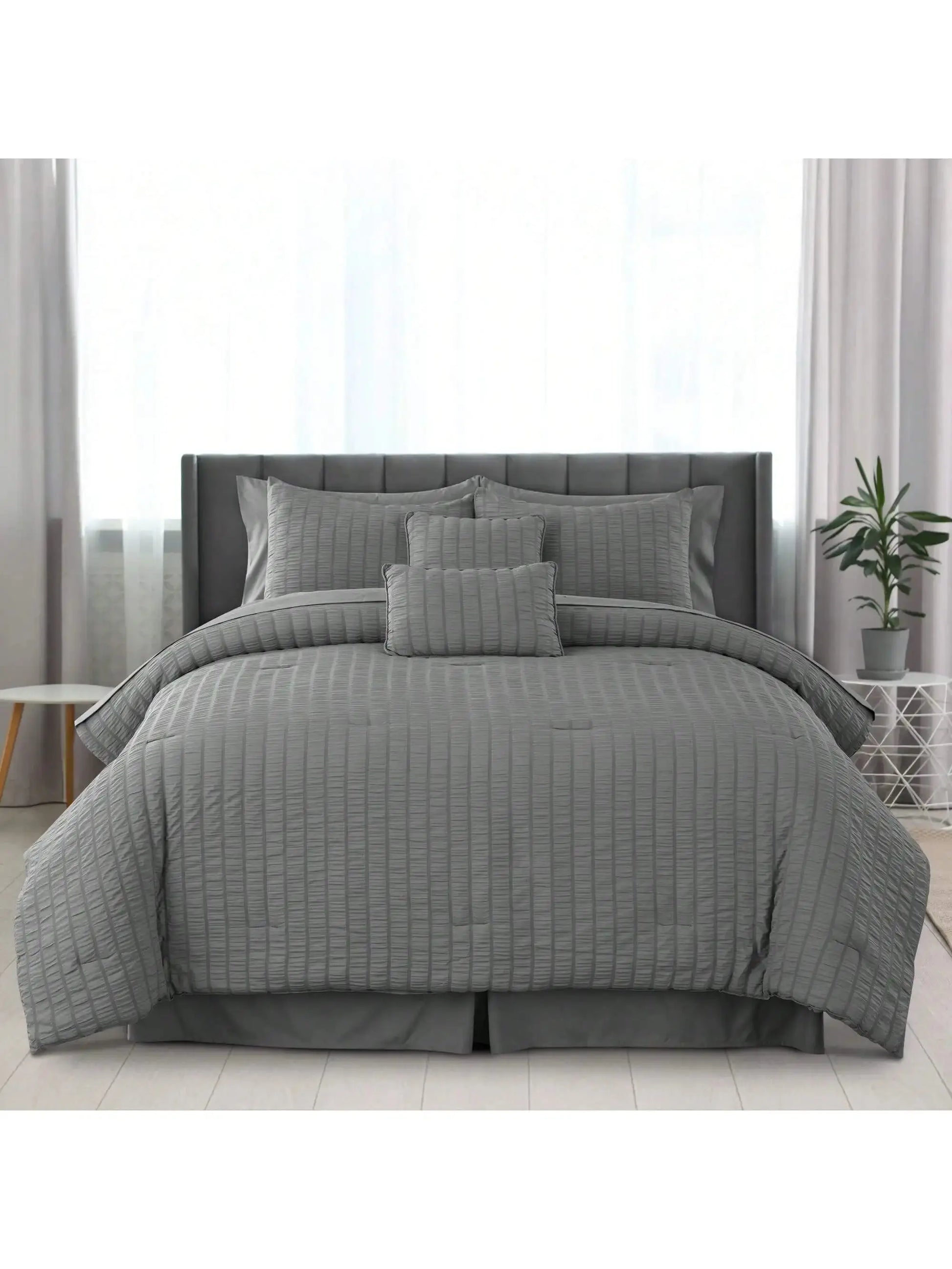10-Piece Seersucker Comforter Set — All-Season Microfiber Bedding comfydesigners