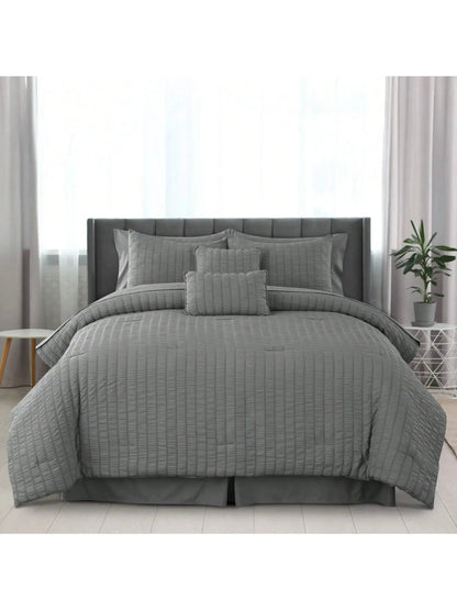 10-Piece Seersucker Comforter Set — All-Season Microfiber Bedding comfydesigners