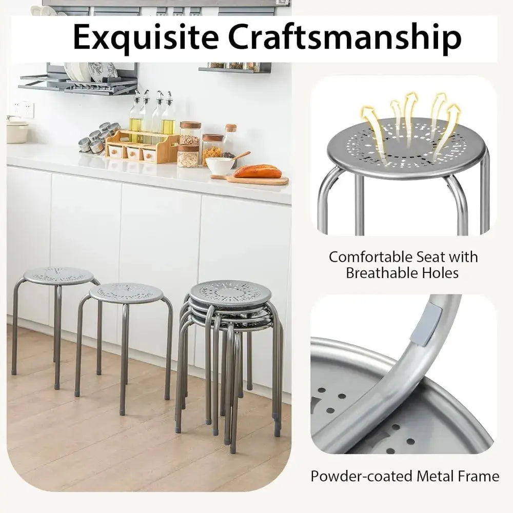 Metal Frame Stackable Stools, 6 Pack comfydesigners