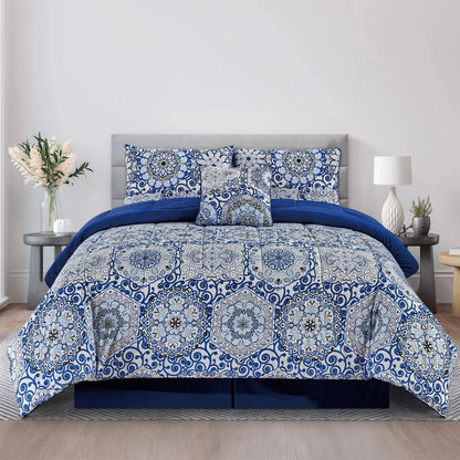 Boho Patterned 5-Piece Comforter Set — Reversible All-Season Microfiber comfydesigners