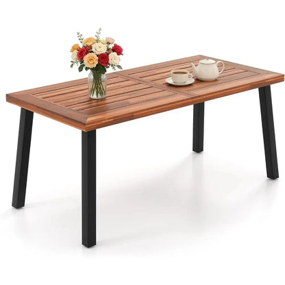 Your Patio's Missing Piece — Premium Acacia Wood Dining Table with Umbrella Hole comfydesigners