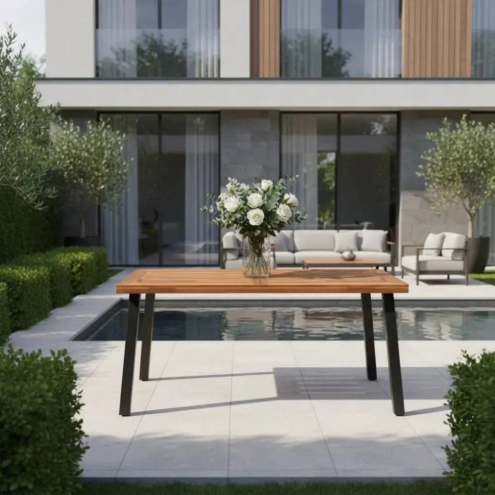 Your Patio's Missing Piece — Premium Acacia Wood Dining Table with Umbrella Hole comfydesigners