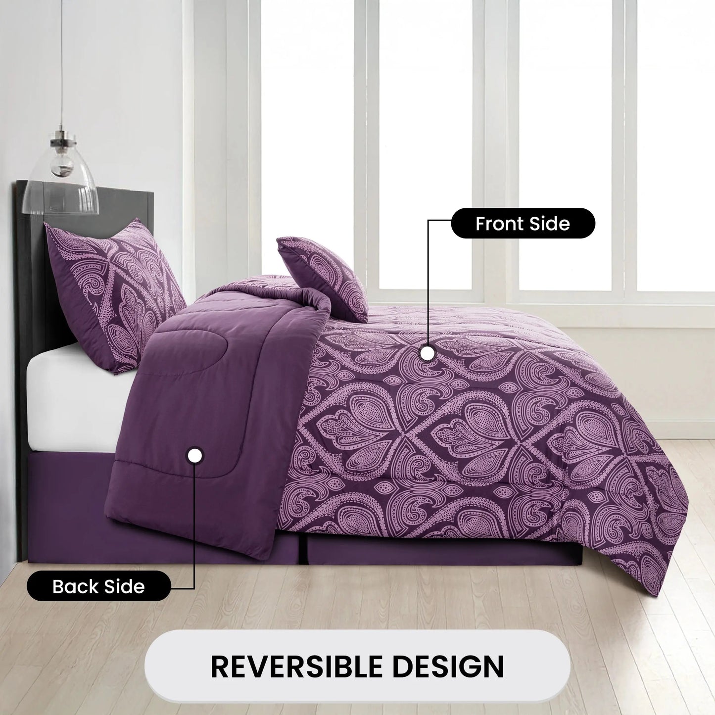 Boho Patterned 5-Piece Comforter Set — Reversible All-Season Microfiber comfydesigners