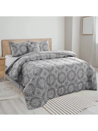 Boho Patterned 5-Piece Comforter Set — Reversible All-Season Microfiber comfydesigners