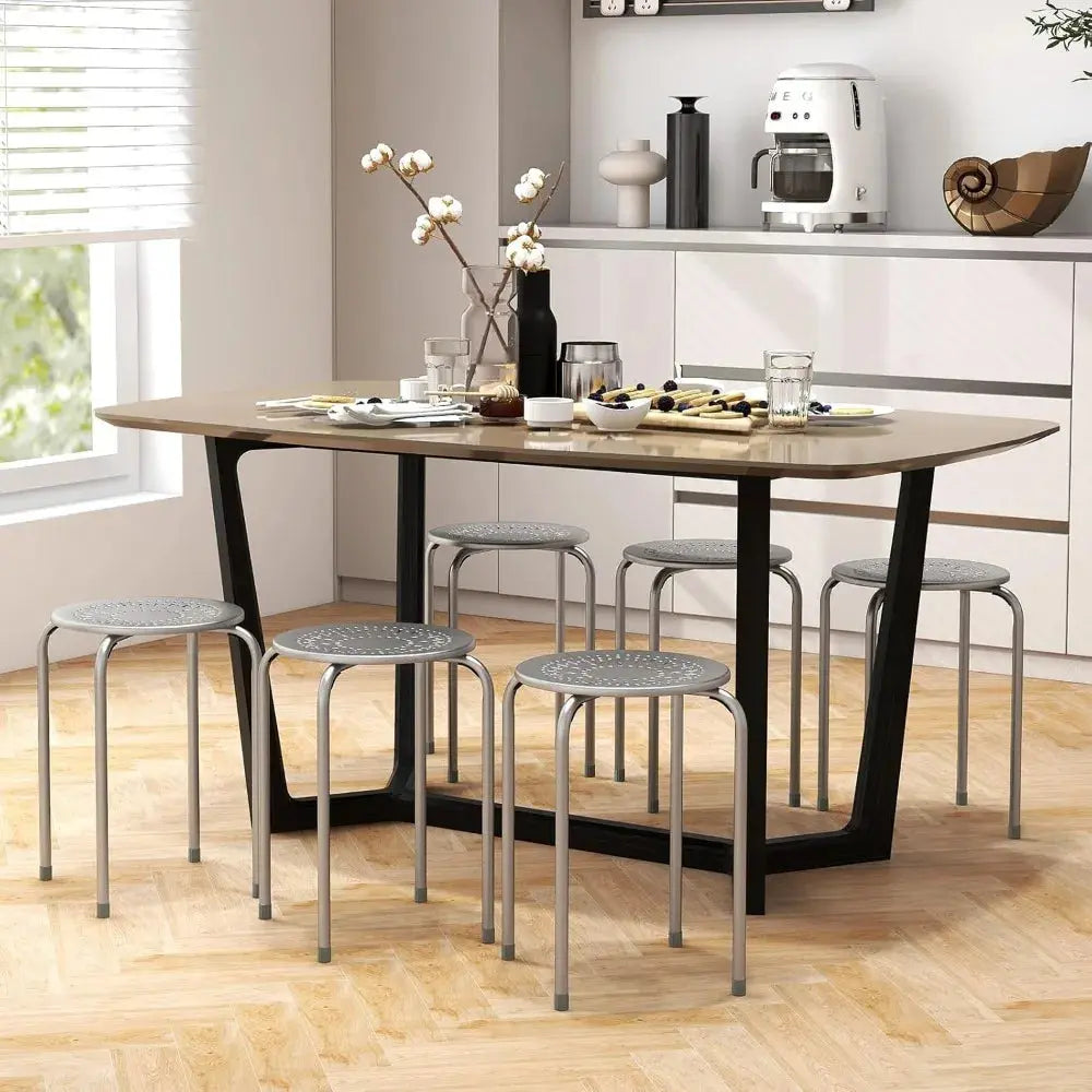 Metal Frame Stackable Stools, 6 Pack comfydesigners