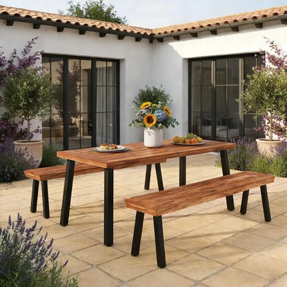 Your Patio's Missing Piece — Premium Acacia Wood Dining Table with Umbrella Hole comfydesigners