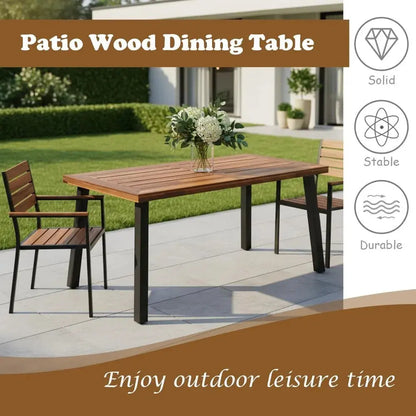 Your Patio's Missing Piece — Premium Acacia Wood Dining Table with Umbrella Hole comfydesigners