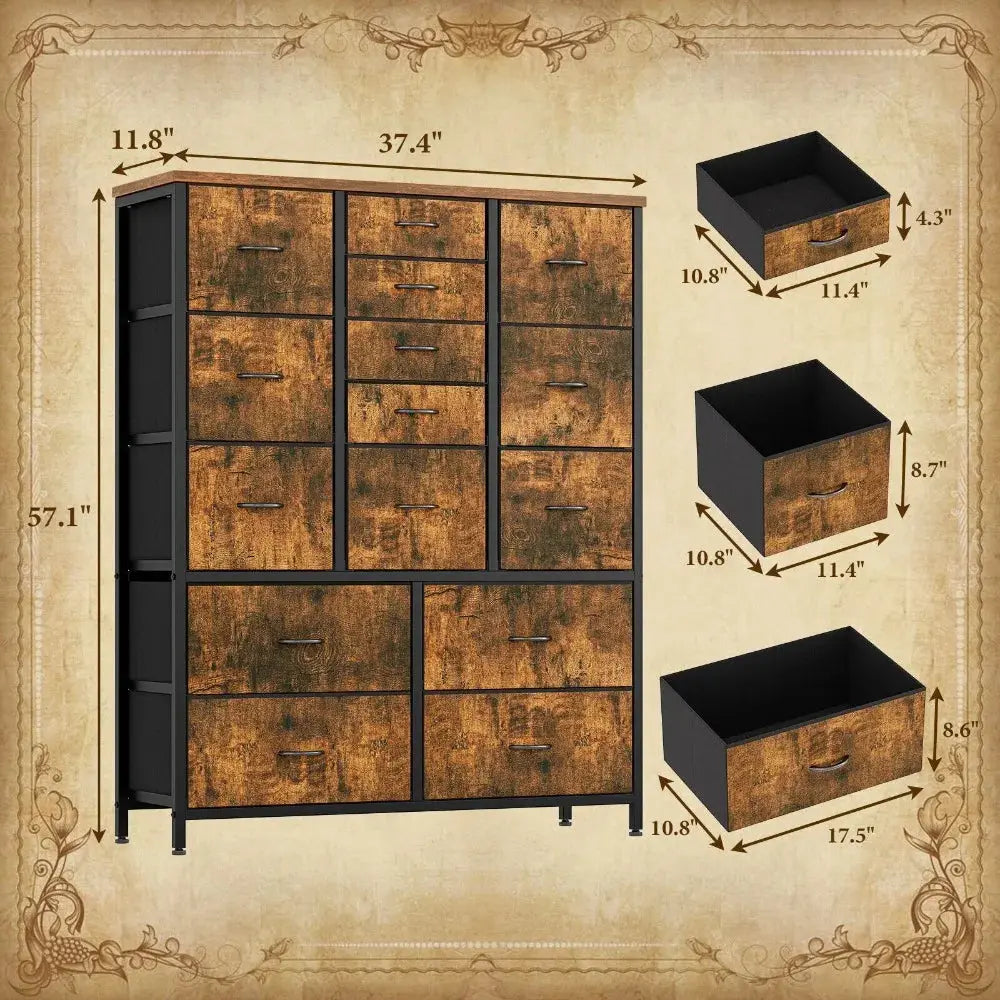 15 Drawers. Zero Clutter. All Yours. — Tall Fabric Dresser with Sturdy Metal Frame comfydesigners
