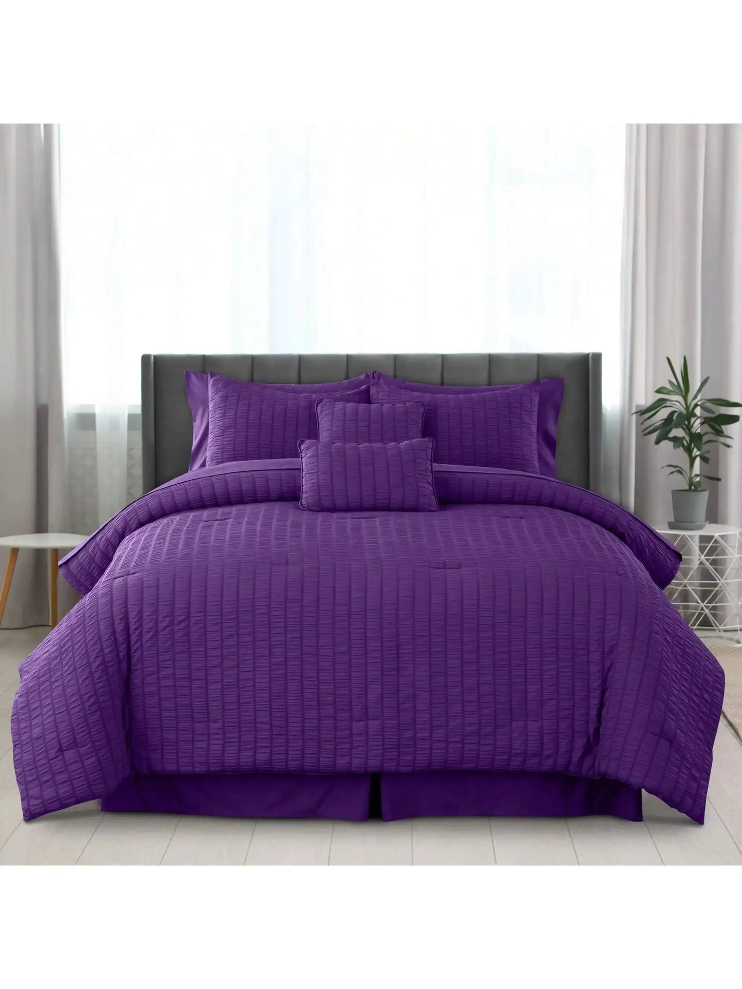 10-Piece Seersucker Comforter Set — All-Season Microfiber Bedding comfydesigners