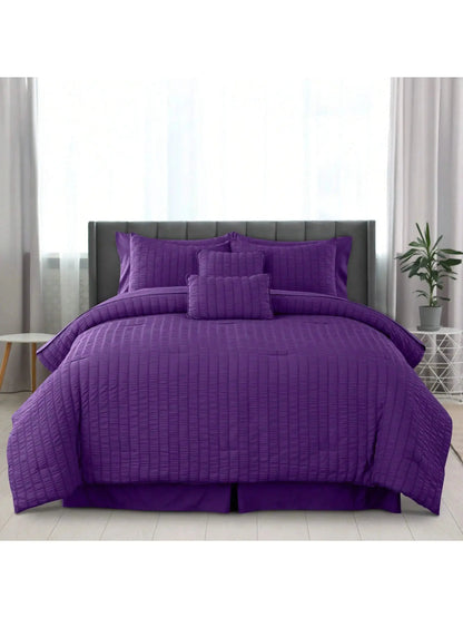 10-Piece Seersucker Comforter Set — All-Season Microfiber Bedding comfydesigners
