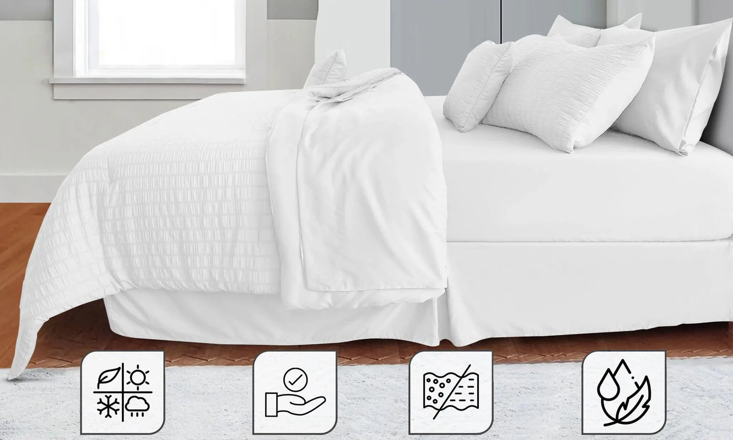 10-Piece Seersucker Comforter Set — All-Season Microfiber Bedding comfydesigners