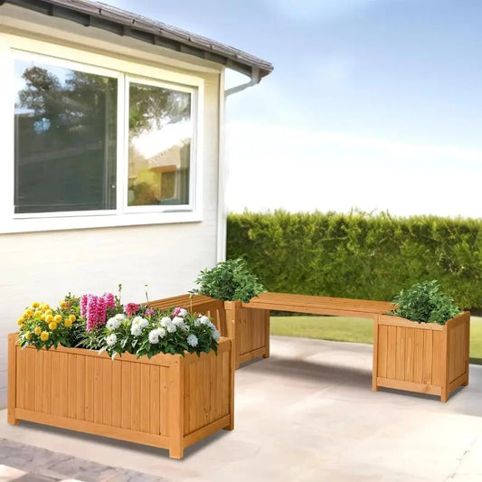 Sit Down. Grow Something. — 2-in-1 All-Weather Fir Wood Bench & Raised Garden Planter comfydesigners