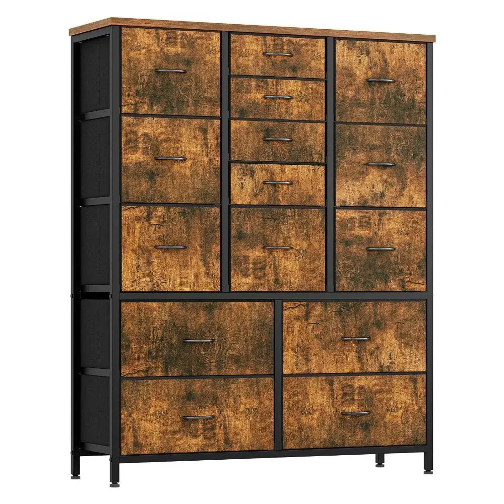 15 Drawers. Zero Clutter. All Yours. — Tall Fabric Dresser with Sturdy Metal Frame comfydesigners