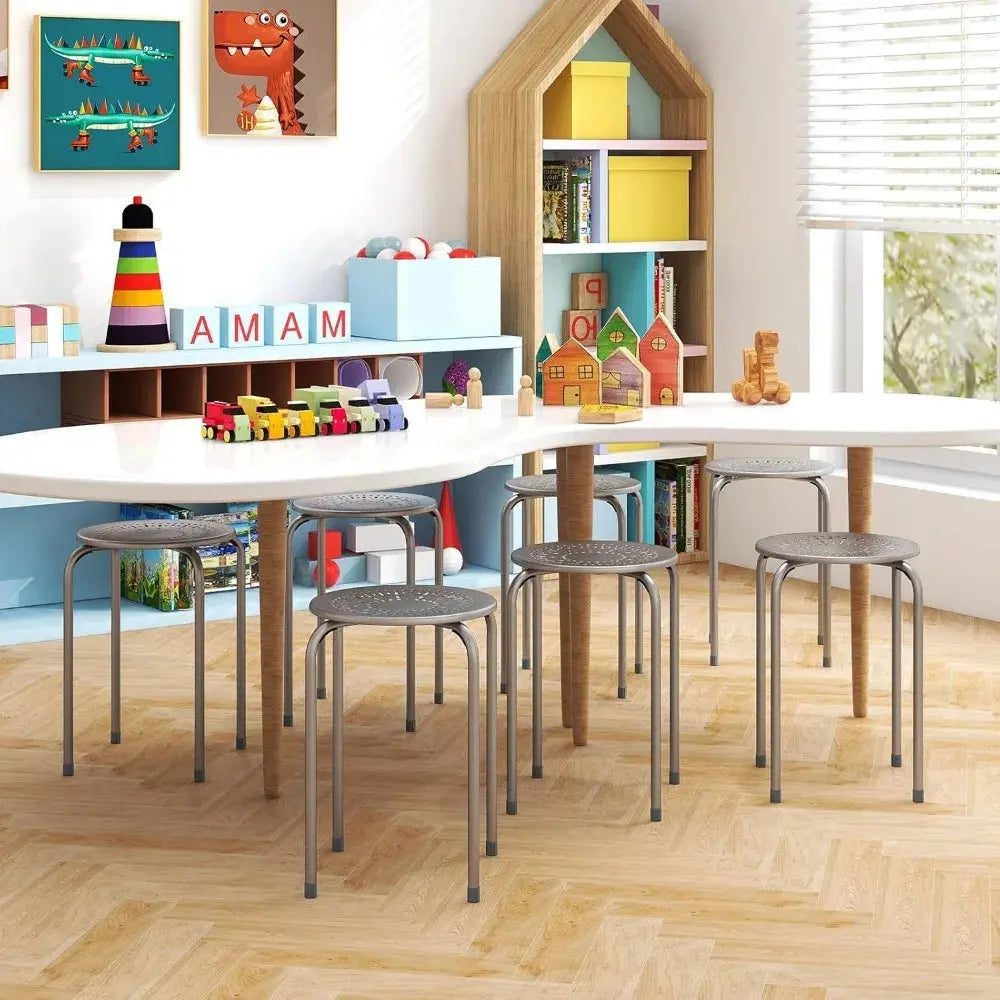 Metal Frame Stackable Stools, 6 Pack comfydesigners
