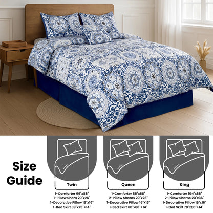 Boho Patterned 5-Piece Comforter Set — Reversible All-Season Microfiber comfydesigners