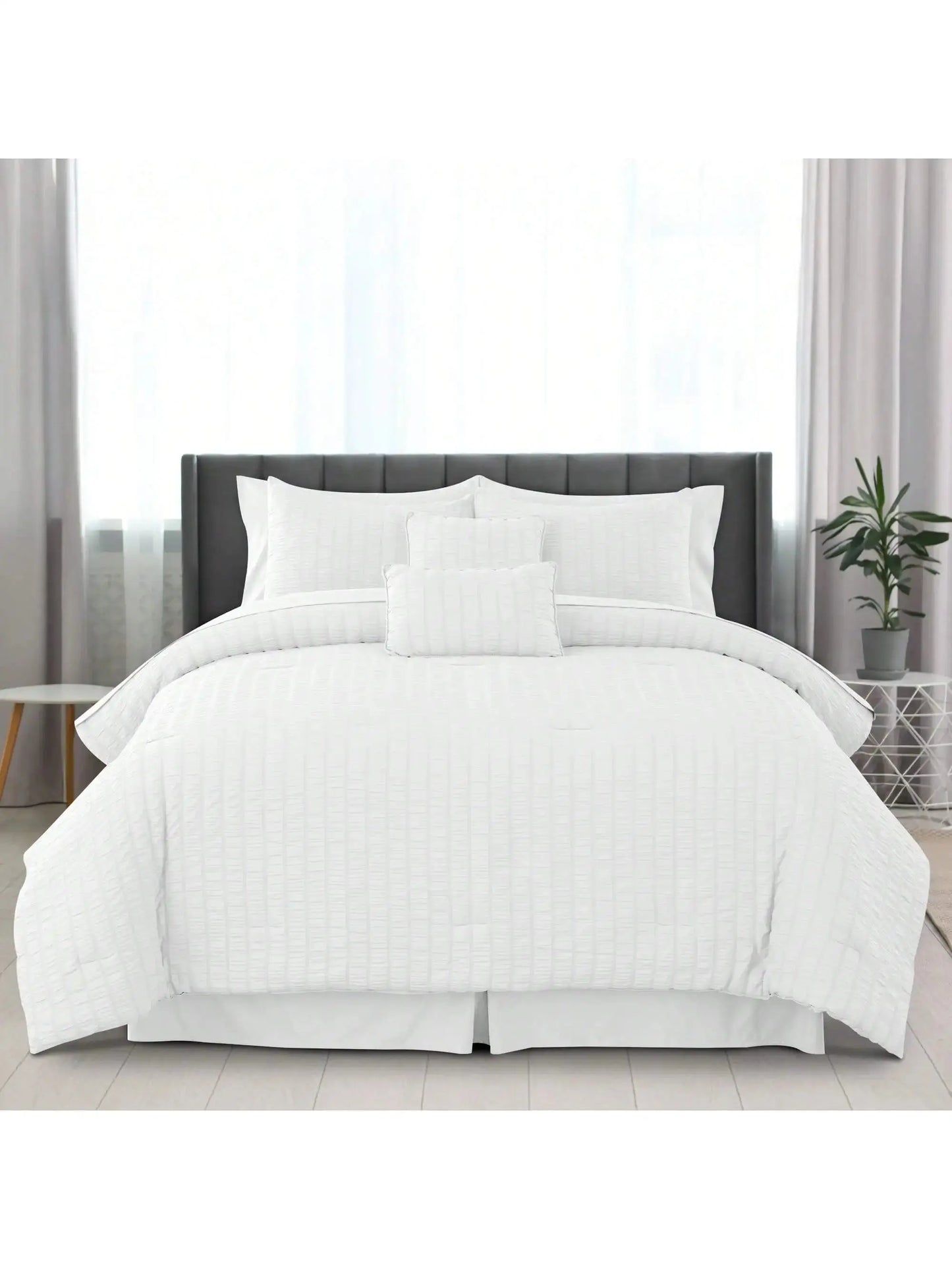 10-Piece Seersucker Comforter Set — All-Season Microfiber Bedding comfydesigners