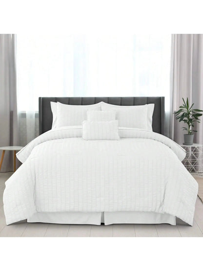 10-Piece Seersucker Comforter Set — All-Season Microfiber Bedding comfydesigners