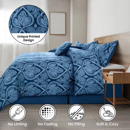 Boho Patterned 5-Piece Comforter Set — Reversible All-Season Microfiber comfydesigners