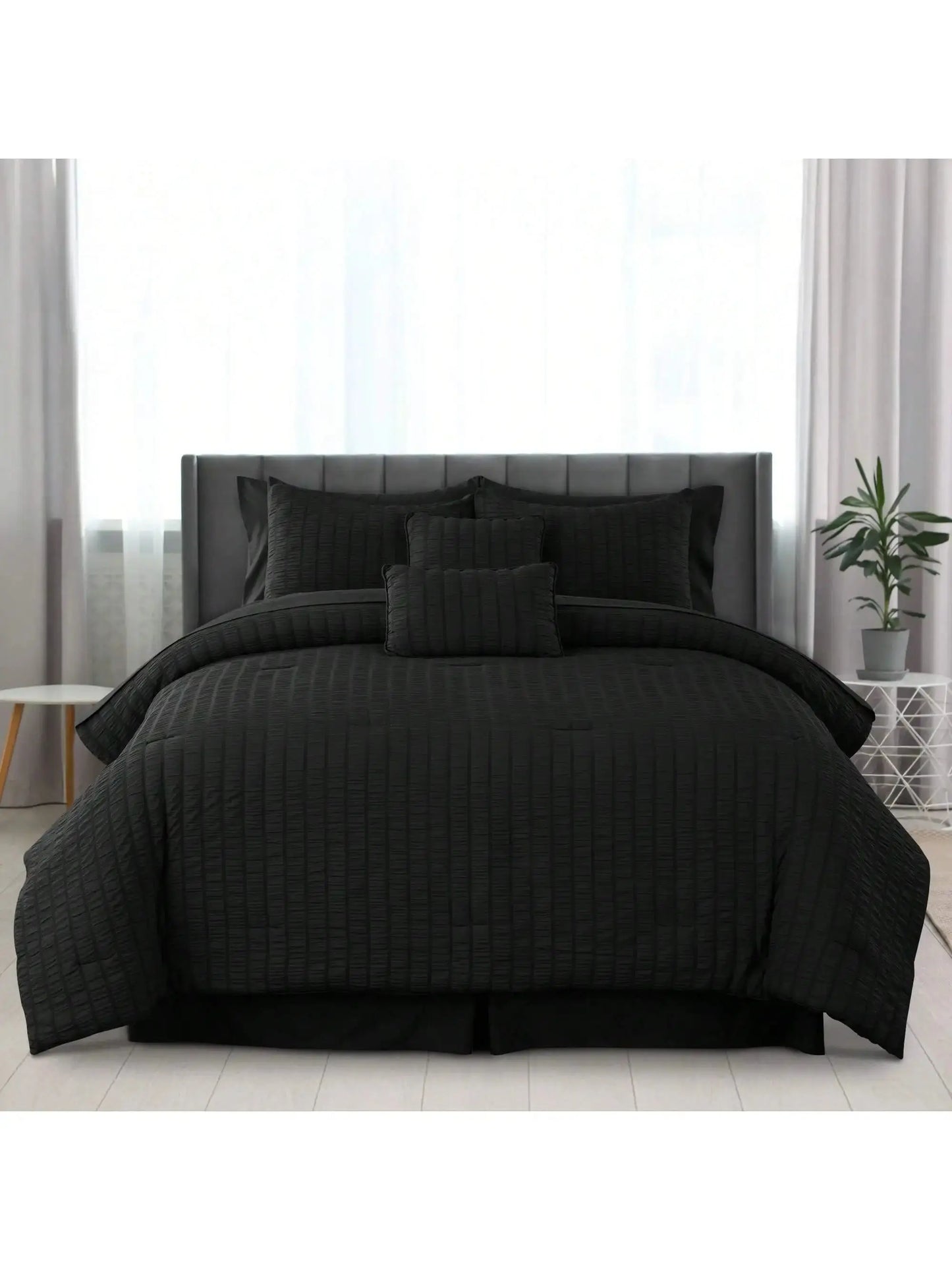 10-Piece Seersucker Comforter Set — All-Season Microfiber Bedding comfydesigners