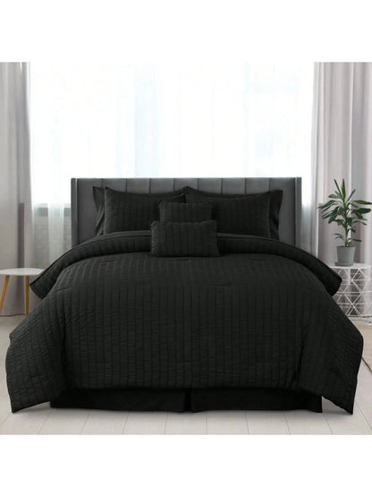 10-Piece Seersucker Comforter Set — All-Season Microfiber Bedding comfydesigners