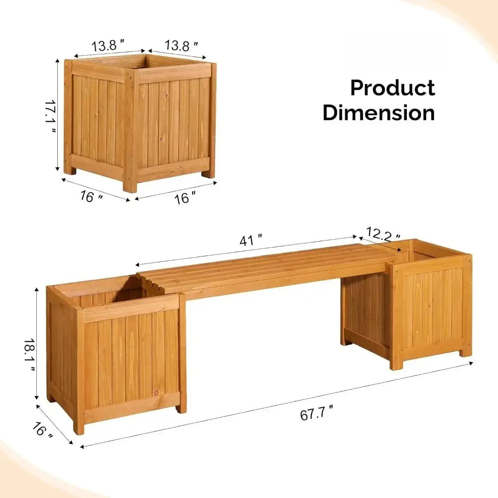 Sit Down. Grow Something. — 2-in-1 All-Weather Fir Wood Bench & Raised Garden Planter comfydesigners